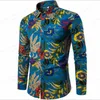 Camisas casuais masculinas de manga comprida havaianas masculinas moda camisas florais blusas de praia cuba roupas gola virada camisas hombre 230726