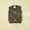 Famille correspondant tenues automne enfants tricoté gilet lourd à la main broderie sous-couche champignon pull hiver bébé fille vêtements 230726