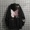 Mens Hoodies Sweatshirts Black Butterfly Embroidery Hoodie Men High Street Hooded Sweatshirt Girls Par Tops Casual Red Spring Autumn Japan 230727