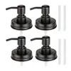 4-pack mason burk tvål dispenser lock målade svart rost bevis lotion dispenser lock för regelbunden mun mason jar1258a