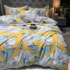 Set di biancheria da letto Feng Shui Washed Large Bedding King Size Lenzuolo trapuntato a quattro pezzi Copripiumino in seta lavata Federa Kit tinta unita 230726