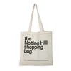 Sacos de noite Saco de compras de lona Notting Hill Saco de livros Feminino Saco de ombro de pano de algodão Eco Bolsa Tote Reutilizável Mercearia Shopper Bags 230727