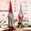 Lange Beine gesichtslose Puppe Weihnachtsdekoration für Haus Rotweinflasche Abdeckung Flaschenhülle Topper Hats Santa Cloth Home Decor2778