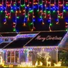 4M LED Curtain Icicle String Lights Christmas Garland Faiy Light Droop 0.4-0.6m Xmas Garden Street Outdoor Decorative Lighting