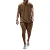 Herrespår 2023 Hip Hop Street Casual Male Set Loose Short Sleeve Men T Summer Shorts Solid Color Fashion Wear Wear