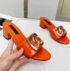 Luxury Patent Leather Chunky Sandals Slipper Shoes Women Gold-Plated Carbon Pop Heels Summer Lady Pumps Dress Gladiator Sandalias Box35-42