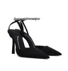 Scarpe eleganti Top Luxury Nima Sandali da donna Tacchi in PVC nero Stain Julie Lady Tacco a spillo Sandali gladiatore con taglio in cristallo EU35-40 Con scatola