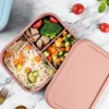 Silikon Bento Kutusu Dışarıda Seyahat Taşınabilir Depolama Çocuklar Öğle Yemeği Kutuları Mikrodalga fırın dikdörtgen üç hücreli konteyner yemek takımları setleri B1101