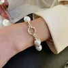 Link Bracelets Genuine Gold Plated Zircon Pearl Bracelet Valentines Day Gift Jewelry Fashion Accessories