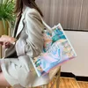 Evening Bags Ladies Summer Holographic Transparent Beach Tote Shoulder Bag Iridescent Hologram Handbag Women Laser Clear PVC Shopping Bag 230727