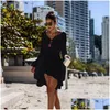 Abiti casual di base Beach Er Up Cloghet per le donne Cravatta con nappe lavorate a maglia Costumi da bagno Moda estiva Costume da bagno Sexy Abito trasparente Dro Dhjar