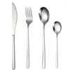 Ensembles de vaisselle Ensemble de couverts en acier inoxydable 304 de haute qualité Vaisselle colorée Argenterie Kit de dîner Accessoires de cuisine en or