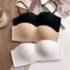 Débardeurs pour femmes filles sans couture rassembler gros seins look petit soutien-gorge anti-dérapant sans bretelles sous-vêtements été mince poitrine froncée pas d'anneau en acier