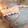 Bedding sets Cartoon Bedding Set Princess Girls Flounce Bed Linen Single Full Queen Size Duvet Cover Flat Sheet 2pc Pillowcases Kit B95E 230726