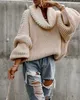 Women's Sweaters Sweater Casual Lantern Sleeve Turtleneck Chunky Knit Pullovers Girls Khaki Long Sweatshirt For Women