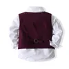 Anzüge Jungen Kleidung Sets Gentleman Kinder Kleidung Set Hemd Weste Hosen 3 Stücke Formale Hochzeit Party Tragen Outfit 230726