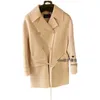 Womens Woolen Coats Autumn loro piana Double Breasted Long Sleeved Cashmere White Coats