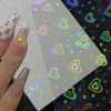 Stickers Decals Dynamic Laser Heart Nail Art Sticker Aurora Shiny Gradient Love Star Pattern Glass Foil Film Adhesive Decals Nail Decoration 1PC 230726