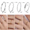 Wedding Rings 925 Sterling Silver Ring Fine Jewelry for Women Trendy Vintage Thin Simple Geometric Wave Gold Color Finger Accessories 230726