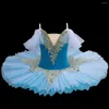 Bühnenkleidung Mädchen Ballett Tutu Blue Platter Pfannkuchen Ballerina Partykleid Kind Kinder Tanzkostüm Performance Kostüme