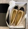 Sandals Paris Luxury Designer Black Ballet Flats Shoes Women Brands Quiled Подлинный кожаный проскальзы