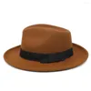 Bérets Hommes Femmes Laine Panama Chapeaux Large Bord Noeud Papillon Sunhat Fedora Caps Trilby Jazz Travel Party Street Style US Taille 7 1/8-7 3/8 UK M-L