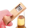 Wood Beer Bottle Opener Stainless Steel With Square Wooden Handle Openers Bar Kitchen Accessories Party Gift JL1707