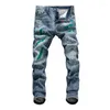 Männer Jeans Street Fashion Männer Retro Blau Elastische Slim Ripped Stretch Hose Gemalt Designer Hip Hop Denim Hosen Hombre