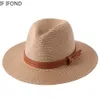Breda randen hattar hink 56 58 59 60cm naturlig panama mjukformad stråhatt sommar kvinnor män strand sol cap uv skydd fedora 230726