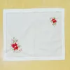 Bow Ties Set Of 12 Handkerchiefs Towels / Dinner Napkins/ Table Cloth Hemstitched Placemats With Color Embroidered Floral