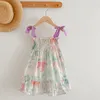 Vestidos para meninas Roupas para bebês Meninas Vestido de verão Estampa de flores sem mangas Bonito Sling Romper Princesa Combinando Roupas irmãs