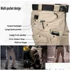 Calça Masculina Masculina Masculina Cargo Man Work Hiking Rip-Stop Militar Tática Casual Mti-Pocket Calça Masculina Drop Delivery Vestuário Dhmja