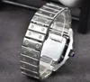 Carré romain réservoir cadran quartz hommes montres mode jour date hommes solide horloge en acier inoxydable cadeaux trois points épingles célèbre grand chronomètre montre-bracelet