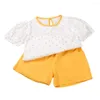 衣料品セット幼児の夏の女の子花柄の短い袖のブレンドトップとソリッドカラーショーツセットガールズイースター衣装ソフトブランケット