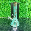 Verre coloré brillant Bong bécher bong 5mm d'épaisseur Mode Narguilé Fumer Pipe À Eau Electroplate Coup À La Main Qualité Cool Forme Unique Verre De Fumée Une boîte-cadeau de narguilé