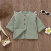 Family Matching Outfits Autumn Winter Girl Children Solid Ruffle Warm Sweater Baby Knitting Cardigan Casual Tops Coat Kid Infant Fashion Knitted Jacket 230726