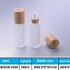 50pcs lot 30ml 50ml 100ml 120ml frost bottlegle bottle with bamboo lotion pump bottles frage commetic compitic 271c