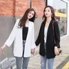 Ternos femininos Jaqueta de chiffon Primavera Verão Versão coreana Solta Branca Fina Casaco de comprimento médio Manga a três quartos Camisa de sol Graça