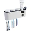 Toothbrush Holders Multi-Functional Smart Toothbrush Holder Wall-Mounted Toothbrush Cup Holder Bathroom Shelf Toothpaste Dispenser 230726