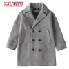 Tench coats Winter Grid Jackets Boys Girl Woolen Doublebreasted Baby Boy Trench Coat Lapel Autumn Kids Outerwear Coats Spring Wool Overcoat 230726