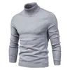 Herrtröjor 10 färg vinter turtleneck varm svart smal stickade tröjor män solid casual manlig höststickning 230726