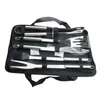 Grillzubehör, 5-teiliges Grillwerkzeug-Set, Edelstahl, Grillbürste, Messer, Gabel, Schaufel, Lebensmittelklammer mit Aufbewahrungstasche, Grill-Set 230726