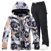 Other Sporting Goods Colorful 30 Men's Ice Snow Suit Sets Outdoor Sports Snowboarding Clothing Waterproof Skiing Wear Winter Jackets and Strap Pants 230726