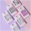 Unhas postiças 30 pçs pontas de balé brilhantes longo caixão unhas falsas ponta de gel adesivo acrílico fl er para mulheres meninas diy nail art drop de dhl9o