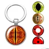 Porte-clés Longes Élève Oeil Écrire Rond En Verre Cabochon Porte-clés Sac De Voiture Porte-clés Anneau Titulaire Sier Couleur Pour Hommes Femmes Cadeaux Drop D Dhyuj