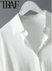 レディースブラウスシャツトラフスプリングレディースブラウス韓国服の夏のビンテージリネンコットンミッドレングスホワイトシャツドレスシックトップ230726