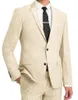 Costumes pour hommes 2 pièces lin été hommes deux boutons revers cranté formel smoking marié Blazer ensemble plage affaires fête couleur unie veste pantalon