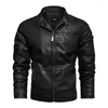 Chaquetas para hombre Bonita chaqueta de cuero de felpa para motocicleta Otoño Invierno europea y americana Guapo Casual Juvenil