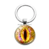 Keychains Lanyards Bright Color Dragon Eyes Glass Cabochon Charm Key Chain Vintage Evil Eye Car Keychain Zinc Alloy Ring Holder Men Dhtuh