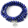 Pulseira 108 Mala Pulseira Contas de Oração Lápis-lazúli Natural Meditação Cura Tibetana Jóias Masculinas Não desbotam 230726